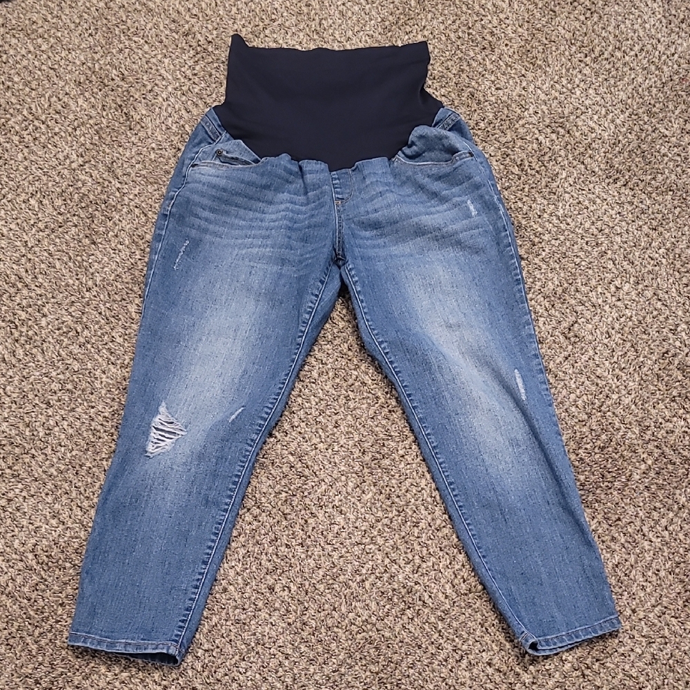 Over The Bump Maternity Jeans- Mildly Distressed